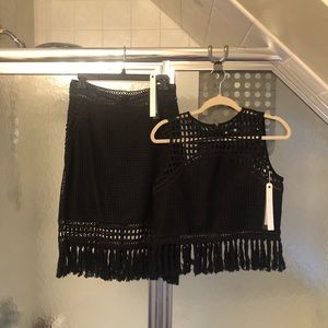 Jonathan Simkhai skirt and top fringe set